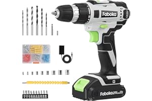 Faboka 21V Cordless Drill Set, Power Drills Kit with 2.0A Battery and Charger, Electric Driver/Drill Bits, Max Torque 40Nm, 3