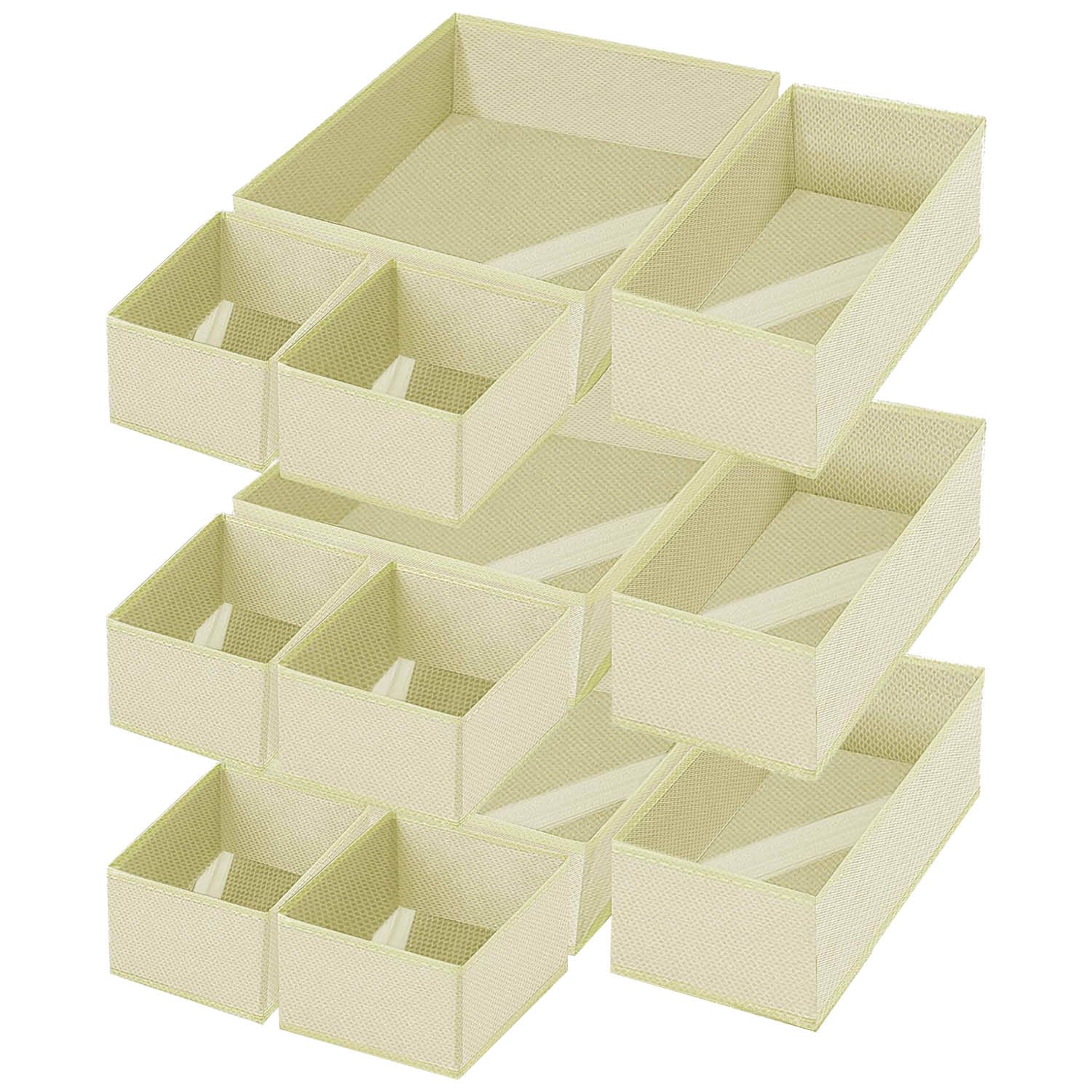 TOUYINGER Clothes Drawer Organiser Foldable, Set of 12 Storage Boxes Fabric for Wardrobe, Drawer Dividers For Underwear, Sock, Tie, Bras, Scarves, Clothing