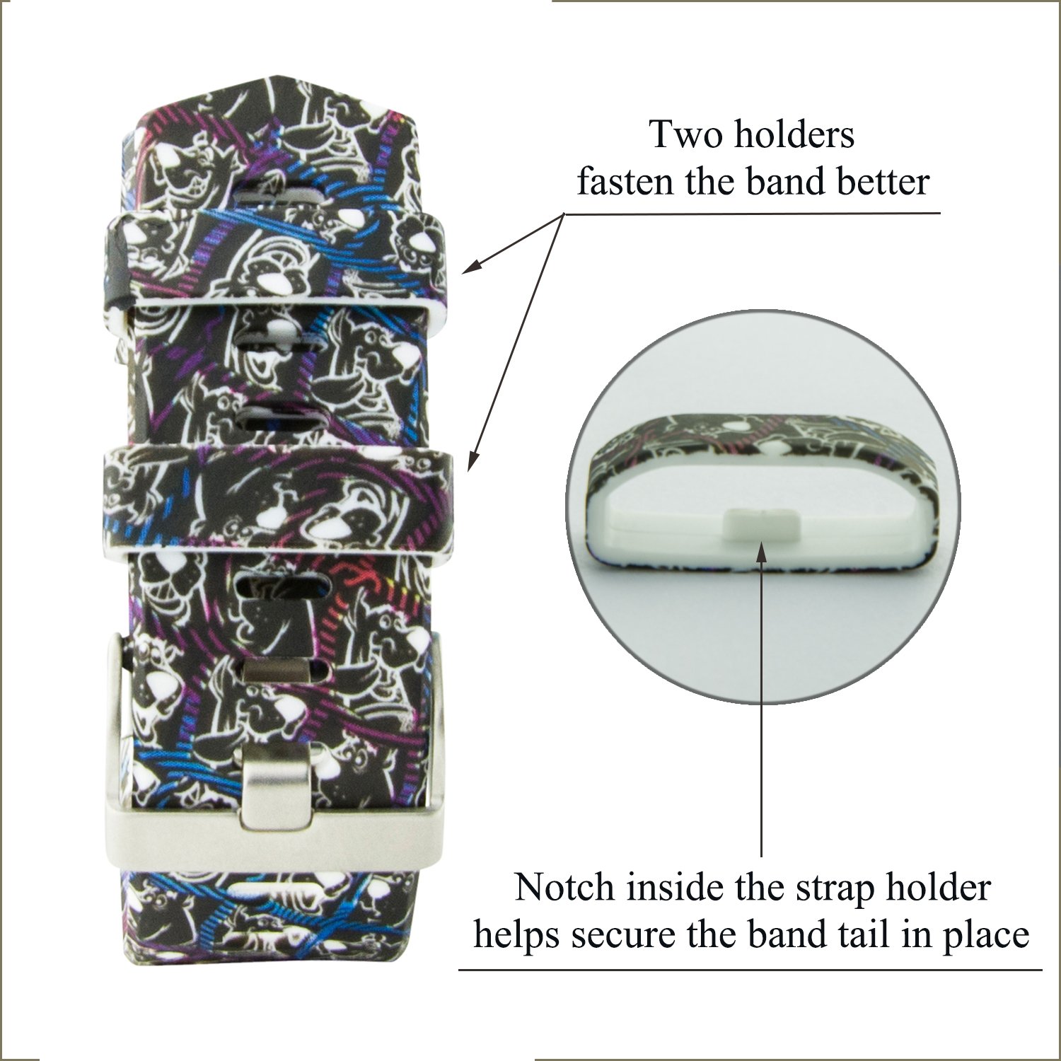 Fitbit Charge 2 Band,Soft Silicone Adjustable Replacement Sport Strap Floral Design Bands with Classic Buckle Fitness Accessory Wristband for Fitbit Charge2 (Pattern-4,Large (Wrist 6.5\