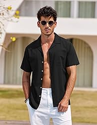 COOFANDY Men Beach Linen Shirts Boho Hippie Shirts