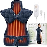 Electric Heating Pad for Neck Shoulders and Back Pain Relief, Christmas Gifts for Women Men Mom Dad Elderly, Large Weighted Neck Shoulders & Back Heat Pad, 6 Heat Settings Auto-Off, Gray