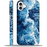WANKBLC for iPhone 16 Glossy Case for Girl Boy Full Body Design Soft Silicone Drop Shock Scratch Protection Fashion Pattern Abstract Vast Ocean