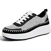 LUCKY STEP Women's Platform Sneakers Rhinestone Fashion Chunky Casual Sparkly Retro Braided Walking Shoes