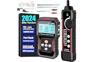 ZHOUCE NF-8209S Network Cable Tester, RJ45 Ethernet Tester for POE/Cat5/Cat7/Cat6a/Cat6/Cat5e, Wire Mapper, Length, Open/Short, Wire Fault Locator, Ethernet LAN Network Toner Tool