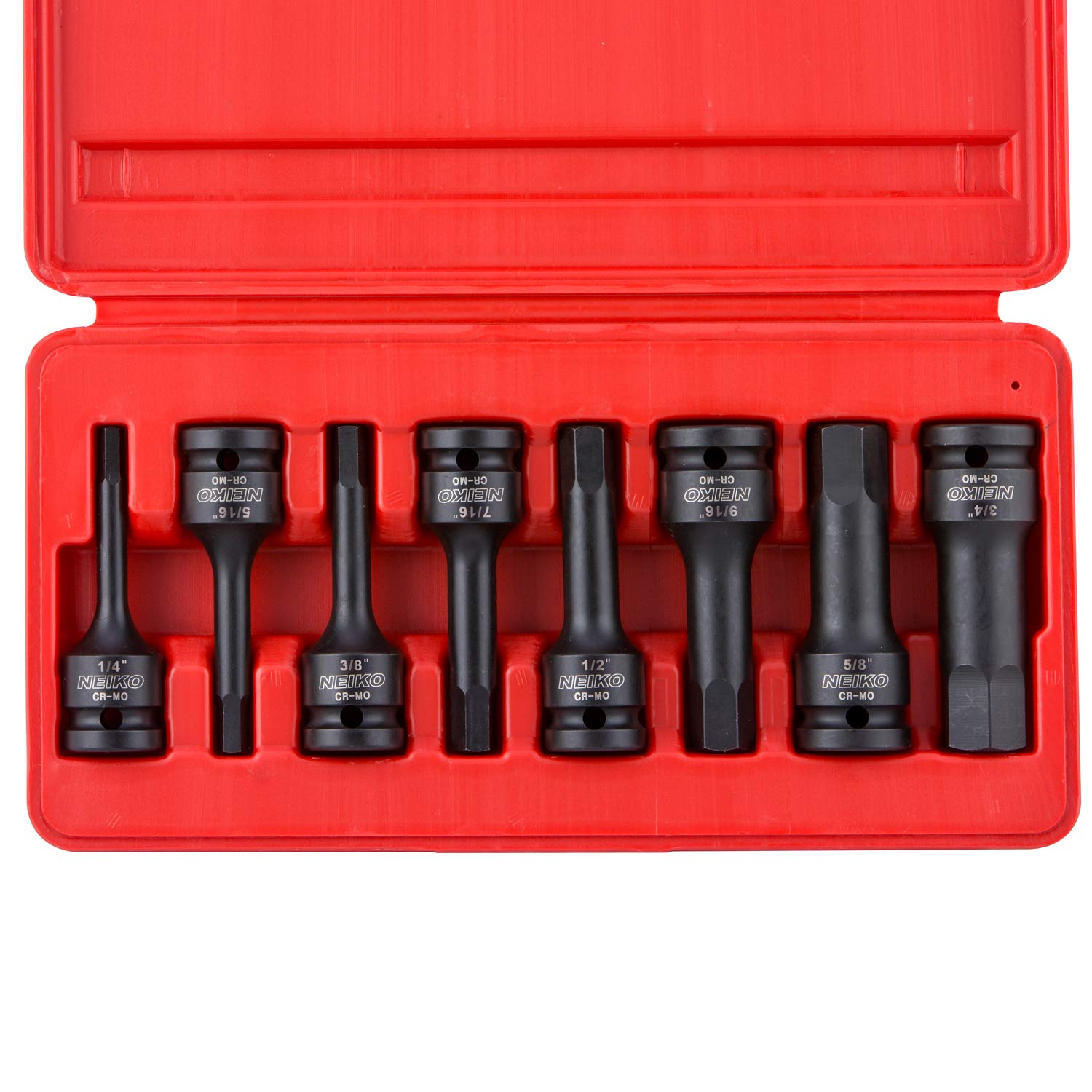Neiko 01137B 1/2Inch Drive SAE Allen Hex Impact Socket Set, 1/4 Inch