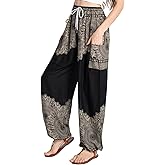 Tranquil Threads Women's Harem Pants with Pockets and Drawstring, Hippie Boho Yoga Clothes