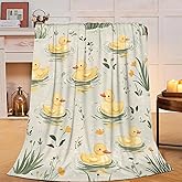Duck Blanket Yellow Duck Fleece Throw Blanket Super Soft Warm Cozy Fuzzy Plush Ducks Blanket Gifts for Girls Boys Kids Room Decor 40"X50"