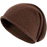 Villand 100% Cashmere Slouchy Beanie Hat for Women, Knitted Ladies Soft Warm Cashmere Skull Beanies Cap