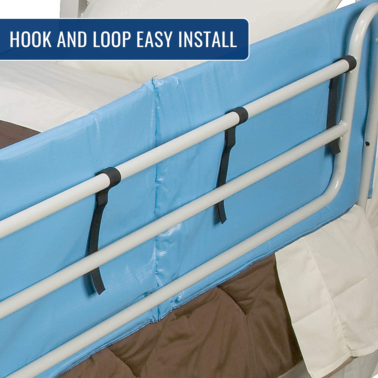 DMI Bed Rail Cover, Bed Rail Padding and Bed Bumper Pad for Elderly, Disabled or Handicapped, Rails Not included, Padded Cover Only, Blue, 60 x 15 x 0.5, 2 Count