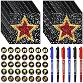 Beupy 70Pcs Star Sticker Set Large Glitter Movie Stickers for Floor Wall Decor, Movie Night Red Carpet Oscar Hollywood Party Decoration, with 6 Markers