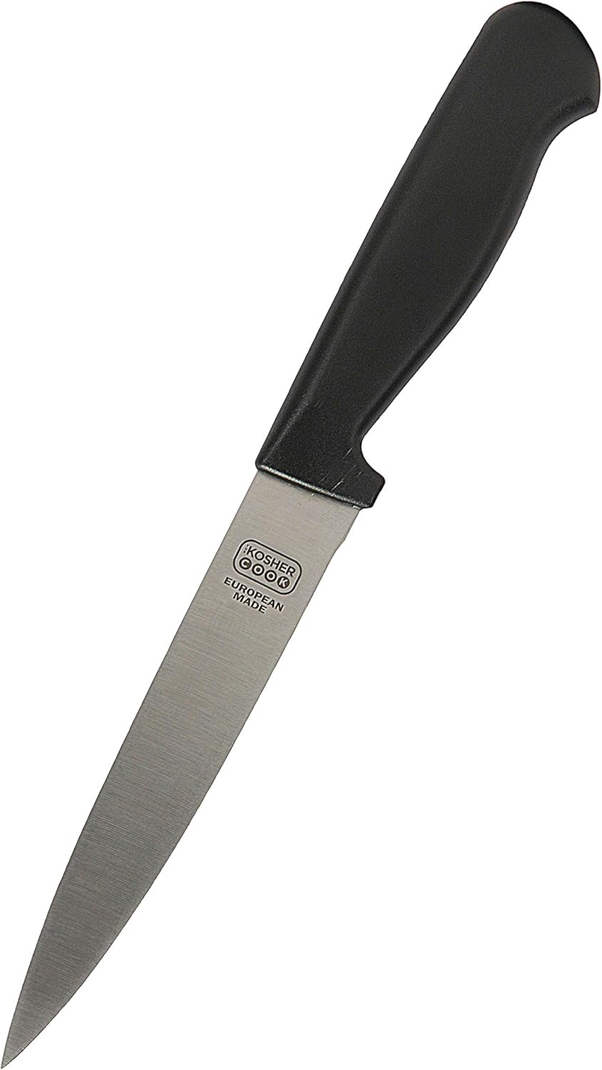Black Kitchen Knife – 6” Steak and Vegetable Knife - Razor Sharp Pointed Tip, Straight Edge - Color Coded Kitchen Tools by The Kosher Cook