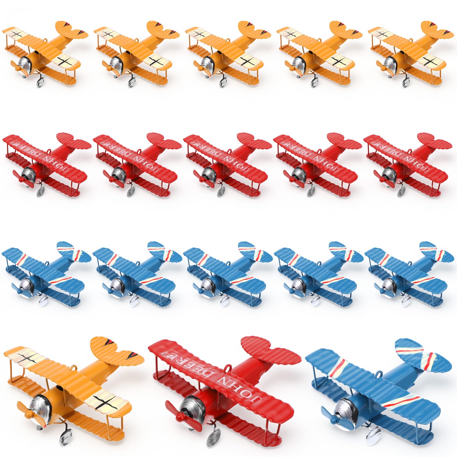 Photo 1 of 15 Pcs Metal Airplane Decorations Hanging, Vintage Iron Biplane Models, Retro Plane Aircraft for Home Room Desktop Christmas Decor, Red Blue Yellow