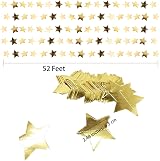 Udewo 52 Feet Reflective Star Paper Garland Gold 4 Pack 13ft Each Banner view 2