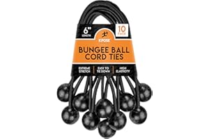 Xpose Safety Bungee Ball Cords 6" 10 Pack Heavy Duty Black Stretch Rope with Ball Ties for Canopies, Tarps, Walls, Cable Organization