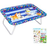 Bluey Lap Desk - Bundle 17" Rectangular Tray with Legs for Eating, Reading, Working Plus Stickers, More | Bluey and Bingo Laptop Tray for School, Travel Activities