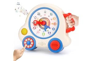 YOOYID Kids Learning Clock Toy, Toddler Educational Teaching Clock, Electronic Teach and Talk Play Clock with 30 Types of Music, Birthday Gifts for 2 3 4 5 Year Old Child