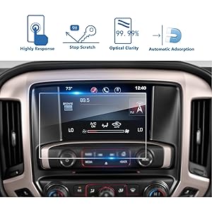 LFOTPP 2016-2018 GMC Sierra 1500 2500HD 3500HD 8 Inch IntelliLink Car Navigation Screen Protector, [9H] Tempered Glass Center Touch Screen Protector Anti Scratch High Clarity (8-Inch)