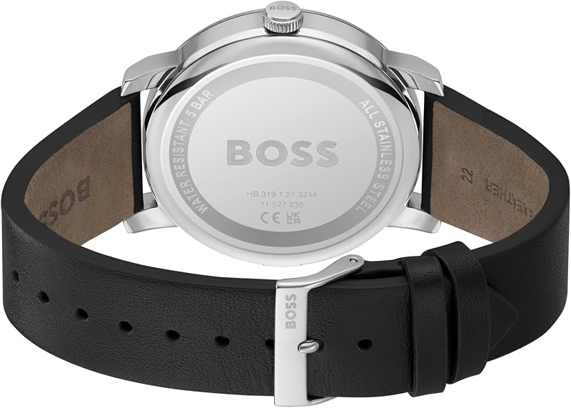 Boss Montre Analogique Multifunction à Quartz pour Homme Collection Contender avec Bracelet en Cuir Noir - 1514125