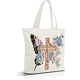 Nuhany Christian Gifts Canvas Tote Bag Aesthetic for Women, Religious Birthday Gifts Reusable Grocery Shopping Bags