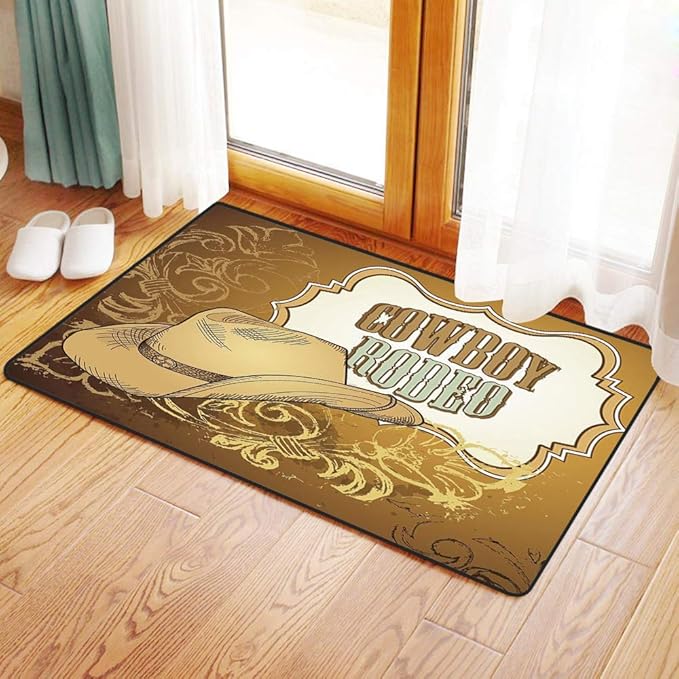 Yaoni NonSlip Mat Microfiber Bathroom Rug Shower Mat, Western,Cowboy
