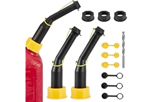 Gedlex Gas Can Spout Nozzle Set Replacement Universal Kit Leakproof Angle Filter Screen Gasket Vent Cap Drill Bit for Old Gas Can 3 Pack