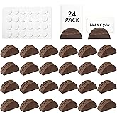 Worown 24-Pack Brown Wooden Table Number Stands, Table Name Holders Include Double-Sided Stickers, Semicircular Place Card Holder for Wedding Party Restaurant Decoration