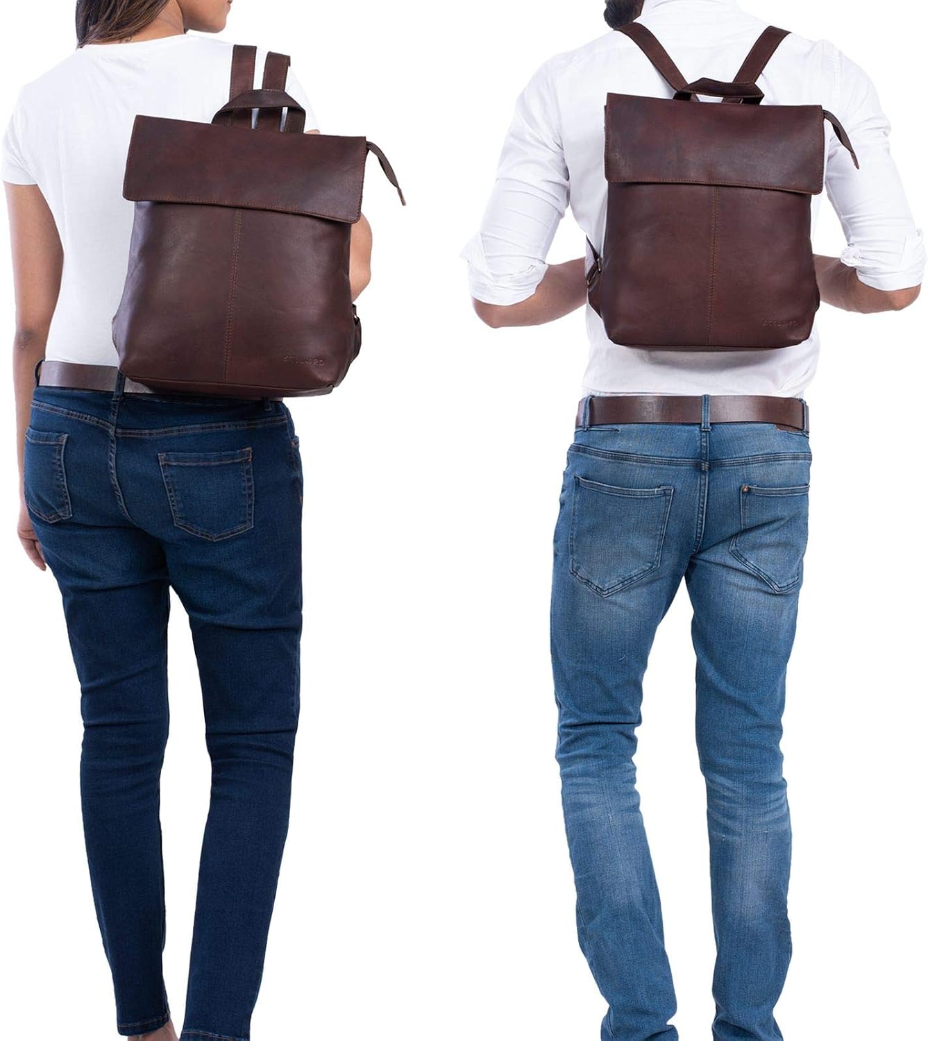 STILORD "Charlie" Vintage Leather Backpack Brown Satchel for Women Men Unisex Daypack for 13,3 Inch MacBook Laptop Rucksack in Genuine Leather Colour:Cognac Dark Brown - Image 3