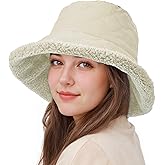 Sukeen Fuzzy Bucket Hat for Women Wide Brim Faux Fur Winter Warm Hat Fluffy Teddy Sherpa Fisherman Cap for Lady