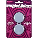 MAGIC SLIDERS L P 4050-2" Reusable Furniture Sliders | Heavy-Duty Self-Adhesive Floor Protectors for Carpets &amp; Hard Floors | Non-Skid Pads for Chairs, Tables, and Heavy Furniture (Pack of 4, Grey)
