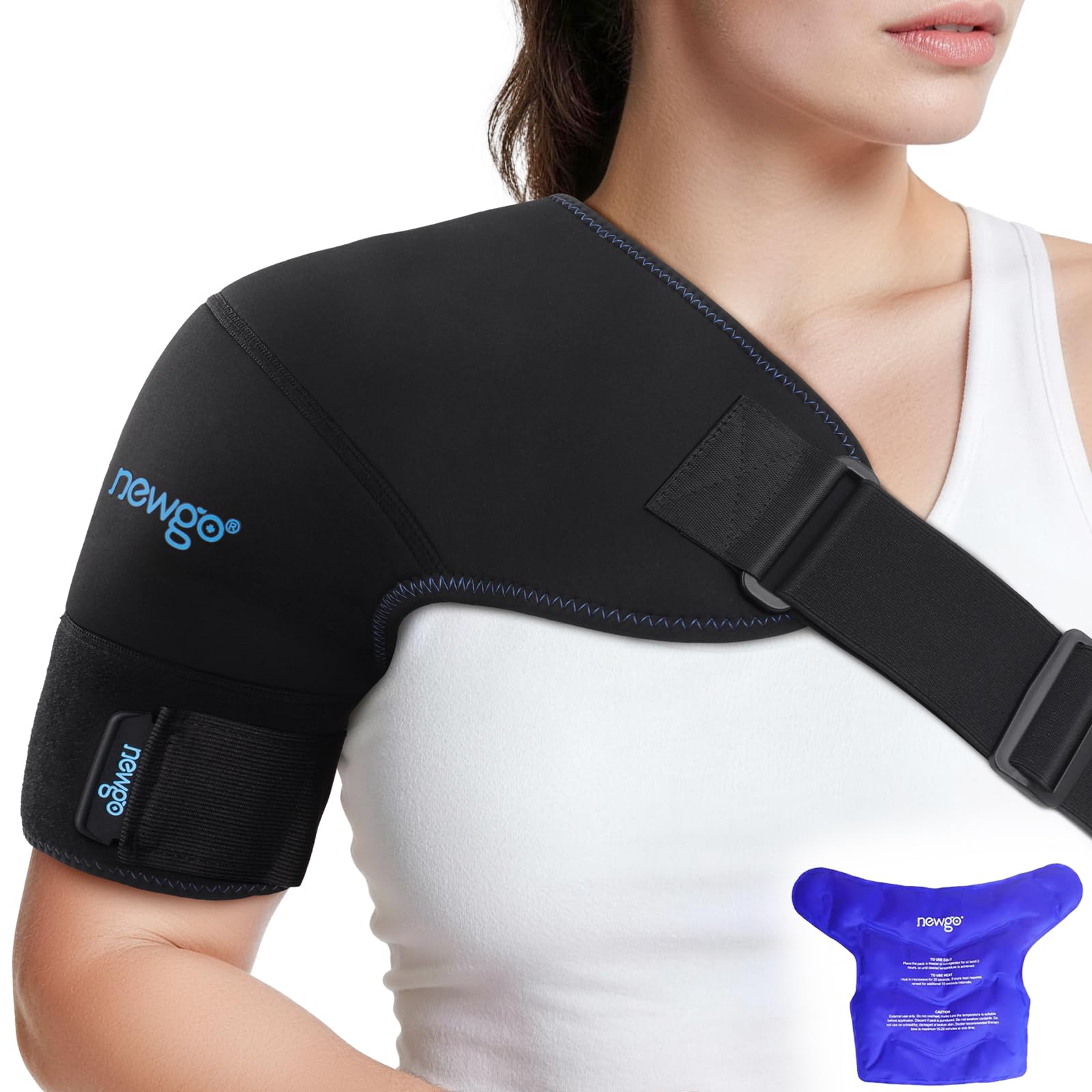 Photo 1 of NEWGO Shoulder Ice Pack Wrap, Ice Shoulder Brace for Rotator Cuff and Arm, 3D Gel Cold Compression Sleeve for Injuries Reusable, Instant Cold Compress Wrap for Surgery Recovery & Shoulder Discomfort