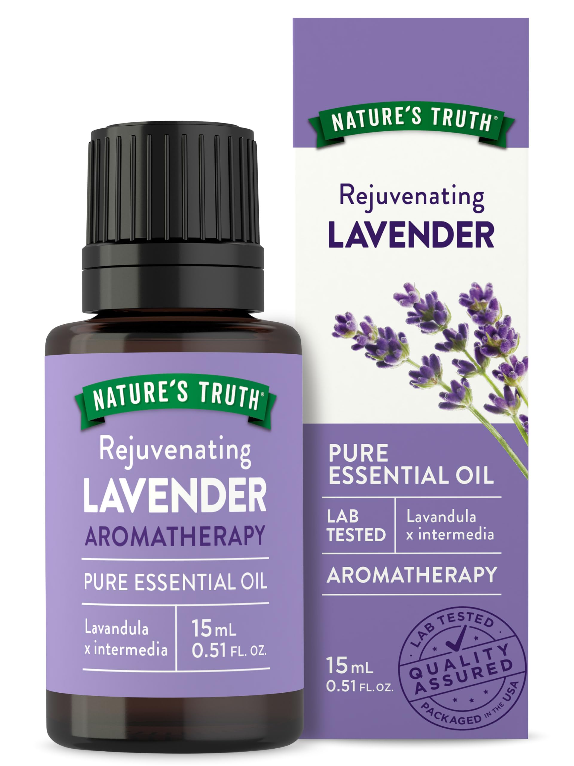 Nature's Truth Lavender Essential Oil | 15ml 100% Pure & Therapeutic Grade Aromatherapy | for Sleep, Relaxation, Anxiety & Stress