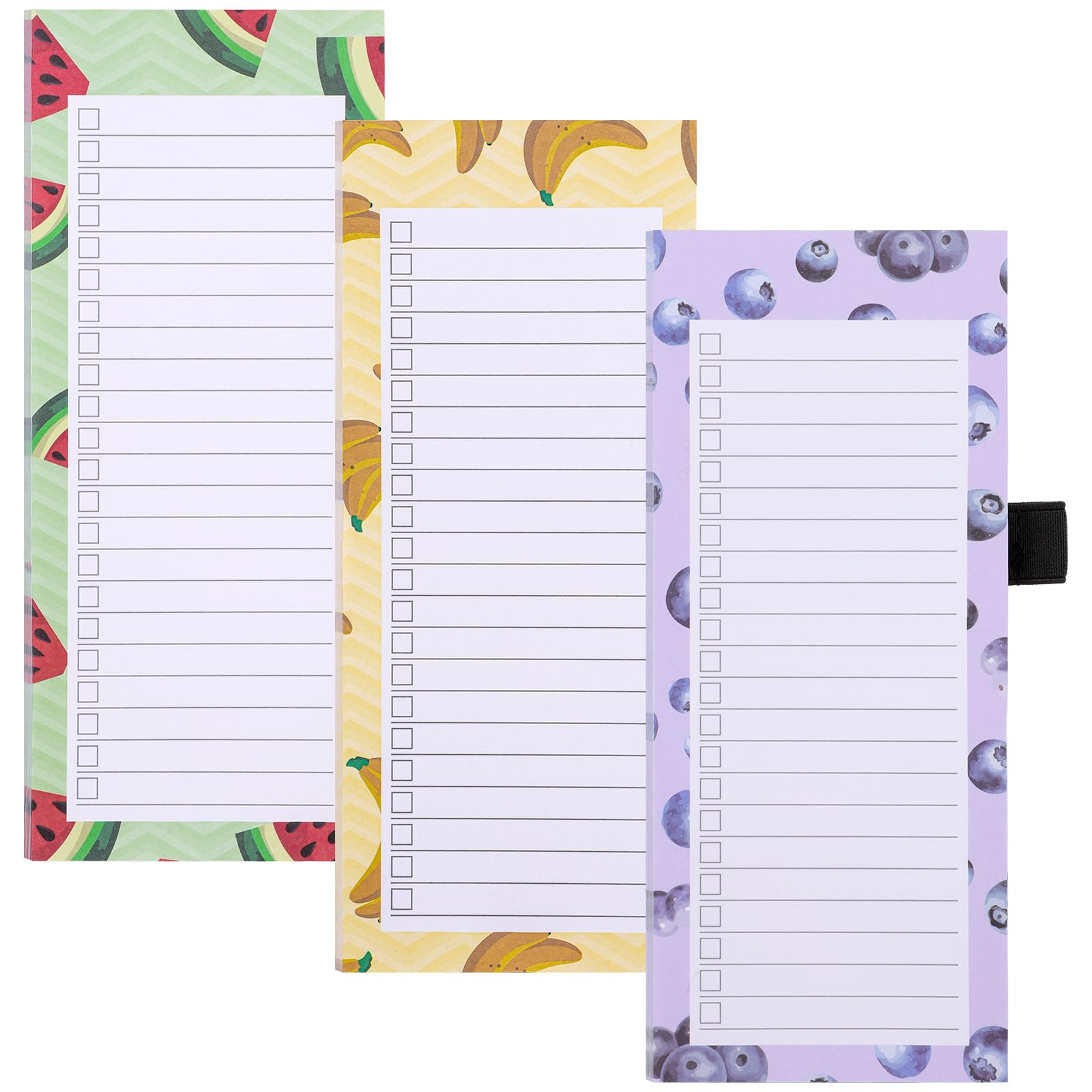 Yafe 3 Pack Magnetic Shopping List Pad for Fridge, 150 Tear Off Sheets 21.4 x 8.8cm Magnet Notepad Grocery List Fruit Theme Magnetic Notepads for To Do Lists, Shopping, Locker, Filing Cabinet — image 1