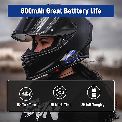 LEXIN B4FM Motorcycle Bluetooth Headset, 10 Riders Helmet