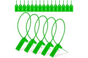 ROOWEST 1000 Pcs Plastic Tamper Seals Fire Extinguisher Tags Security Tags Seals Safety Numbered Zip Ties Labels Safety Disposable Self Locking Signage 250 mm Length (Green)