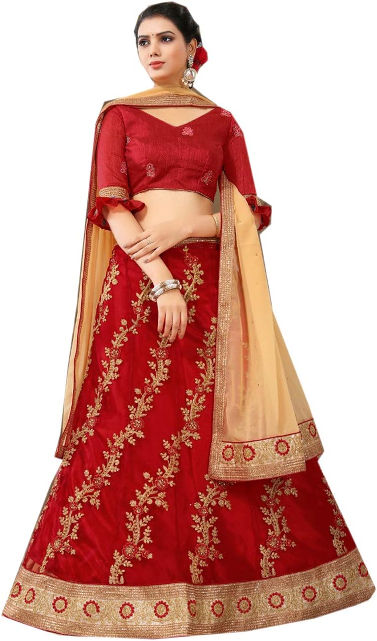 Indian Women Designer Partywear Ethnic Traditional Red Lehenga Choli.