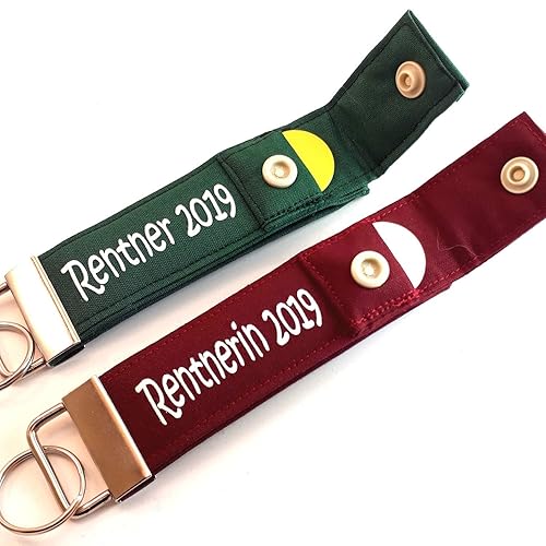 Rentner Geschenk Renteneintritt Rentnerin Schlüsselanhänger Schlüsselband mit Einkaufschip, PERSONALISIERBAR