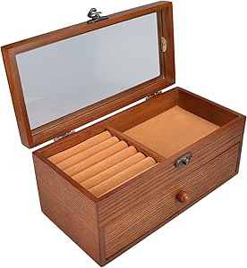 Caja de almacenamiento de la joyería 2 niveles de lujo de madera maciza