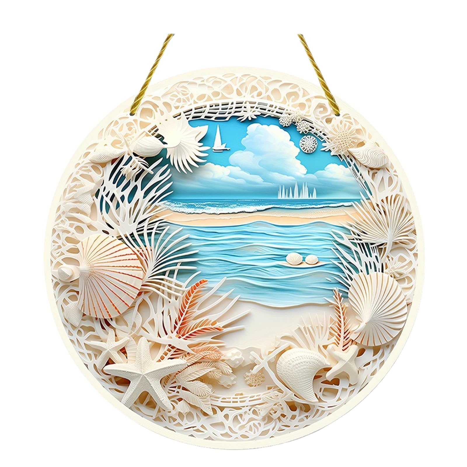 Ocean Wave Beach Ornament Acrylic Creative Ocean-themed Hanging Decoration Sun Catcher Beach Hanging Ornaments with lanyard Sea Window Hangings Decor for Bedroom drawing room Office (Style A)