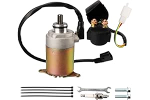 RETEPIF GY6 Starter Motor＋Starter Relay Solenoid Compatible with 50cc 150cc 200cc 250cc ATV Go Karts ATV Scooter Moped Dune Buggys Quad 4 Wheelers TAOTAO Baja，4-Stroke GY6 Engine（Teeth: 9）