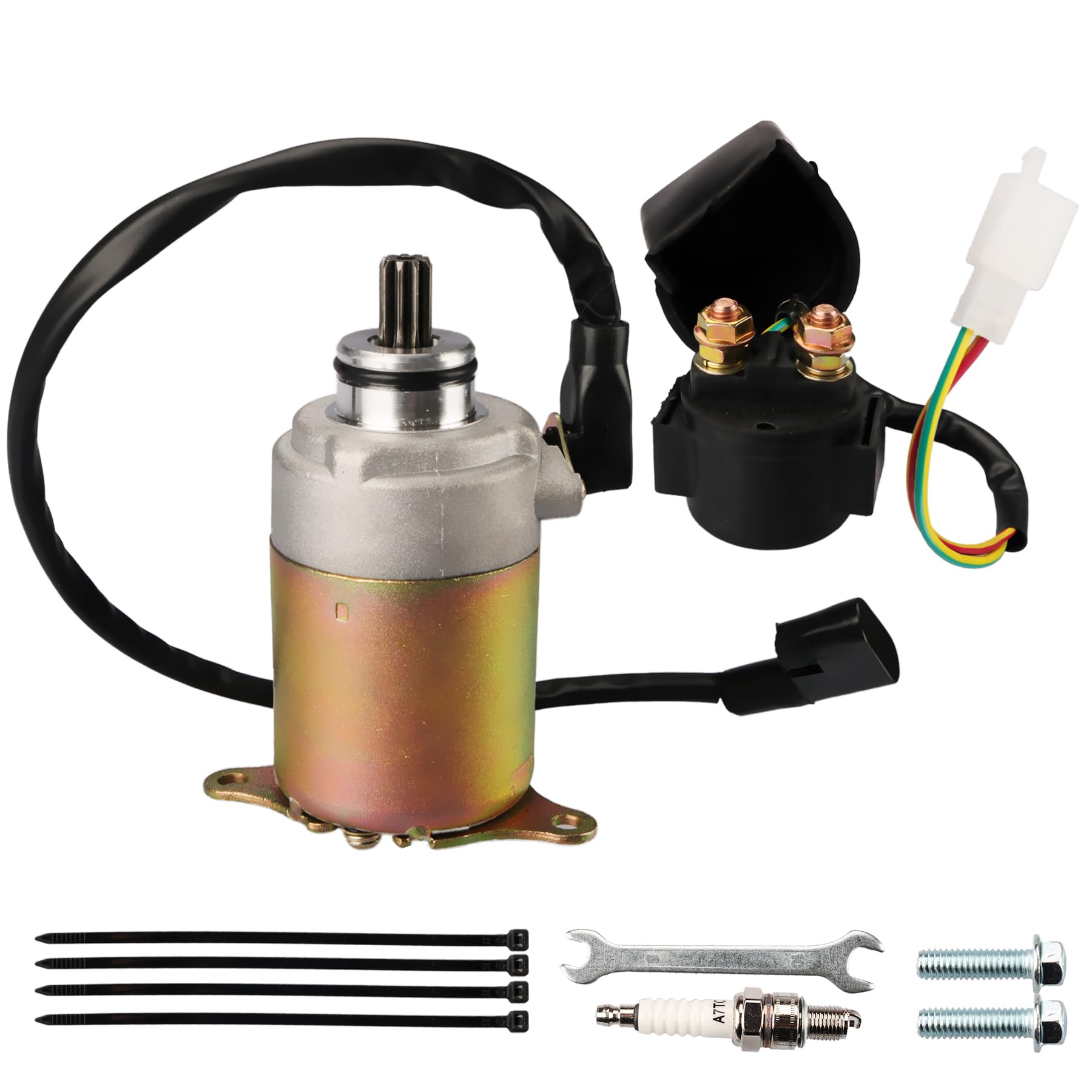 Photo 1 of RETEPIF GY6 Starter Motor?Starter Relay Solenoid Compatible with 50cc 150cc 200cc 250cc ATV Go Karts ATV Scooter Moped Dune Buggys Quad 4 Wheelers TAOTAO Baja?4-Stroke GY6 Engine?Teeth: 9?