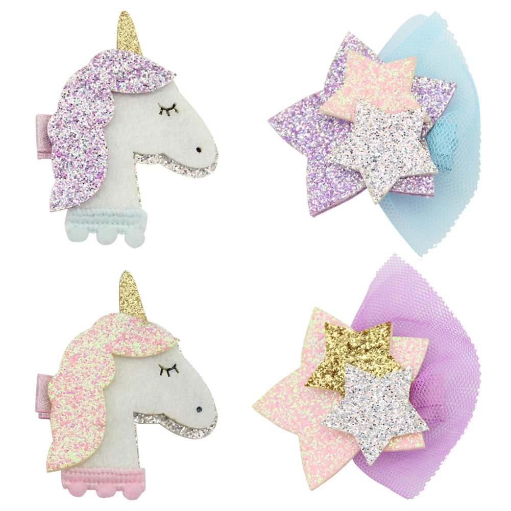 BBTO 22 Pieces Unicorn Pattern Hair Clips 1.57 inch Anti