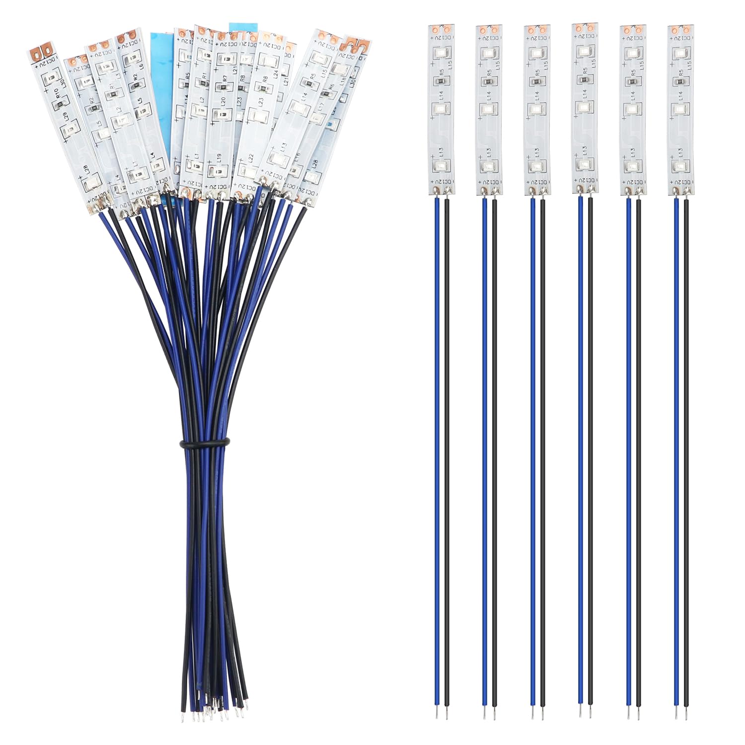 YIXISI 15 PCS 50mm Prewired Strip LED, 12V - 18V LED Strip Light, 2335 SMD LED Light, Blue
