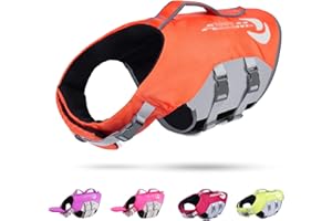 ThinkPet Dog Life Jacket Reflective Lifesaver Floating Vest Adjustable (XS, Orange)…