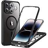 ESR for iPhone 14 Pro Max Case, Compatible with MagSafe, Full-Body Military-Grade Drop Proof Case for iPhone 14 Pro Max with Built-in 9H+ Tempered Glass Screen Protector, Clear Black