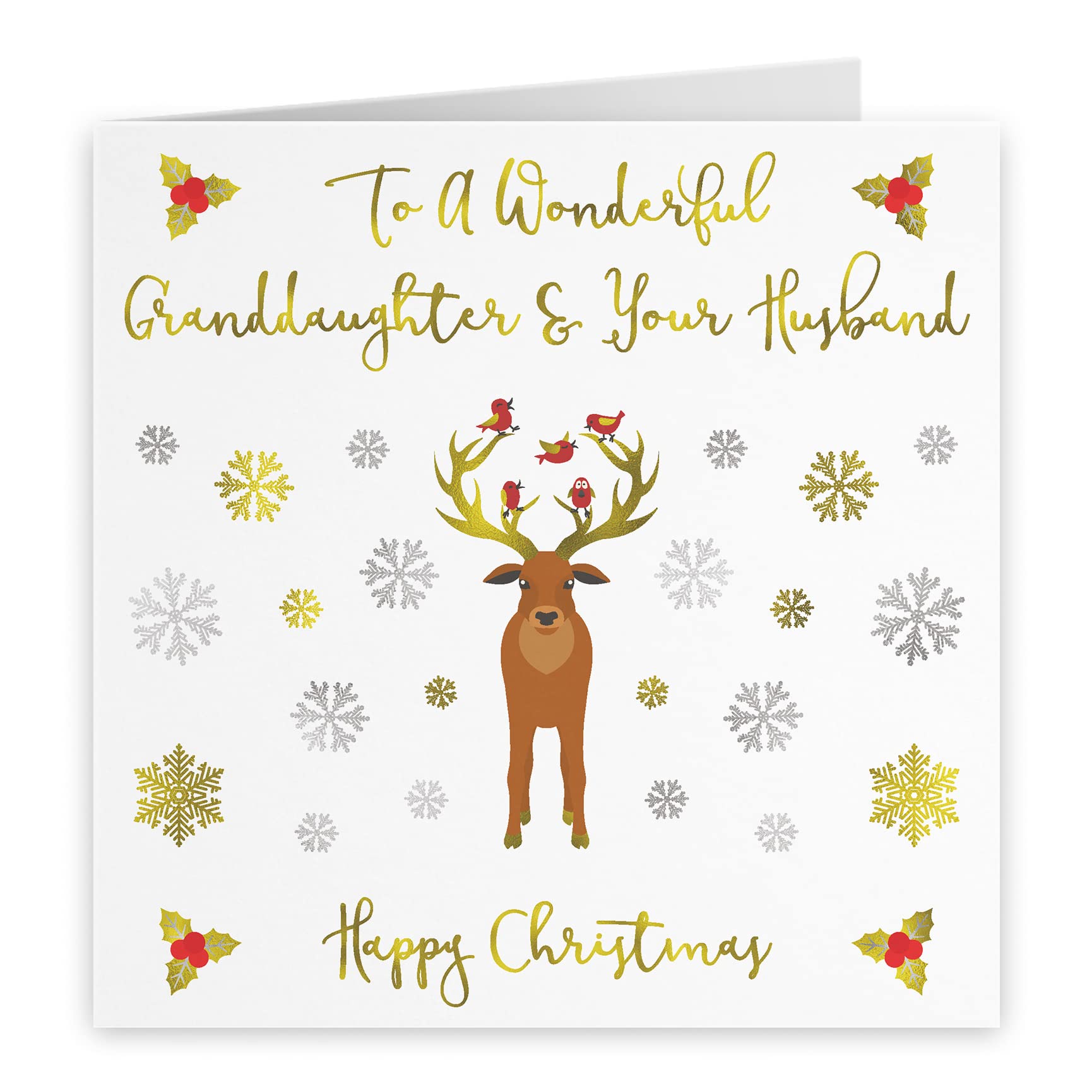 Hunts England - Granddaughter And Husband Christmas Card - To A Wonderful Granddaughter & Your Husband - Happy Christmas - Xmas - Milano Collection