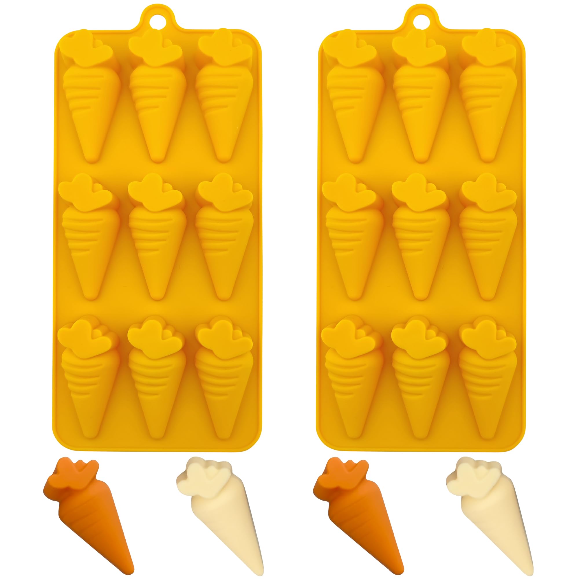 BFJ Carrot Chocolate Moulds 2pcs Easter Silicone Candy Moulds Carrot Shape for Ice Cube Resin Cupcake Decoration