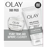 Olay Collagen Peptide Duo Pack, Balancing Cream Face Wash, Fragrance-Free, 5.0 fl oz, Moisturizing Cream Moisturizer, Fragrance-Free, 1.7 oz