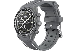 REBANDACE Strap for Omega x Swatch MoonSwatch Watch, 20mm, No Gap Soft Silicone Replacement Strap, Curved Band for Moonswatch Men Women
