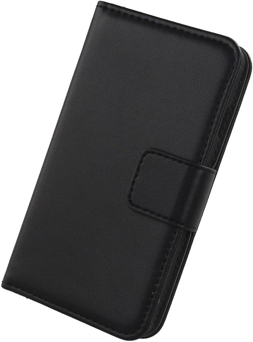 Gukas Genuine Flip Leather Case For Doro Liberto 820 Mini Premium Wallet With Credit Card Slot Design Protection Cover Skin Pouch (Black)