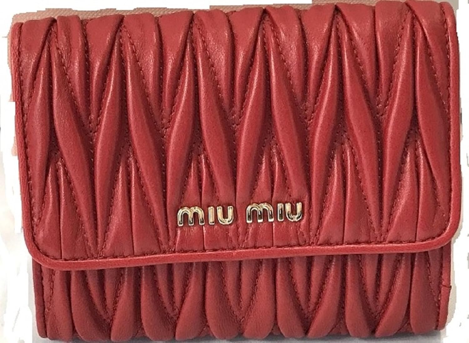 レディース ミュウミュウ レッド 並行輸入品 5mh523 Miumiu 長財布 折りたたみ財布 B077ljy3q8 財布 一番の Rumble Media
